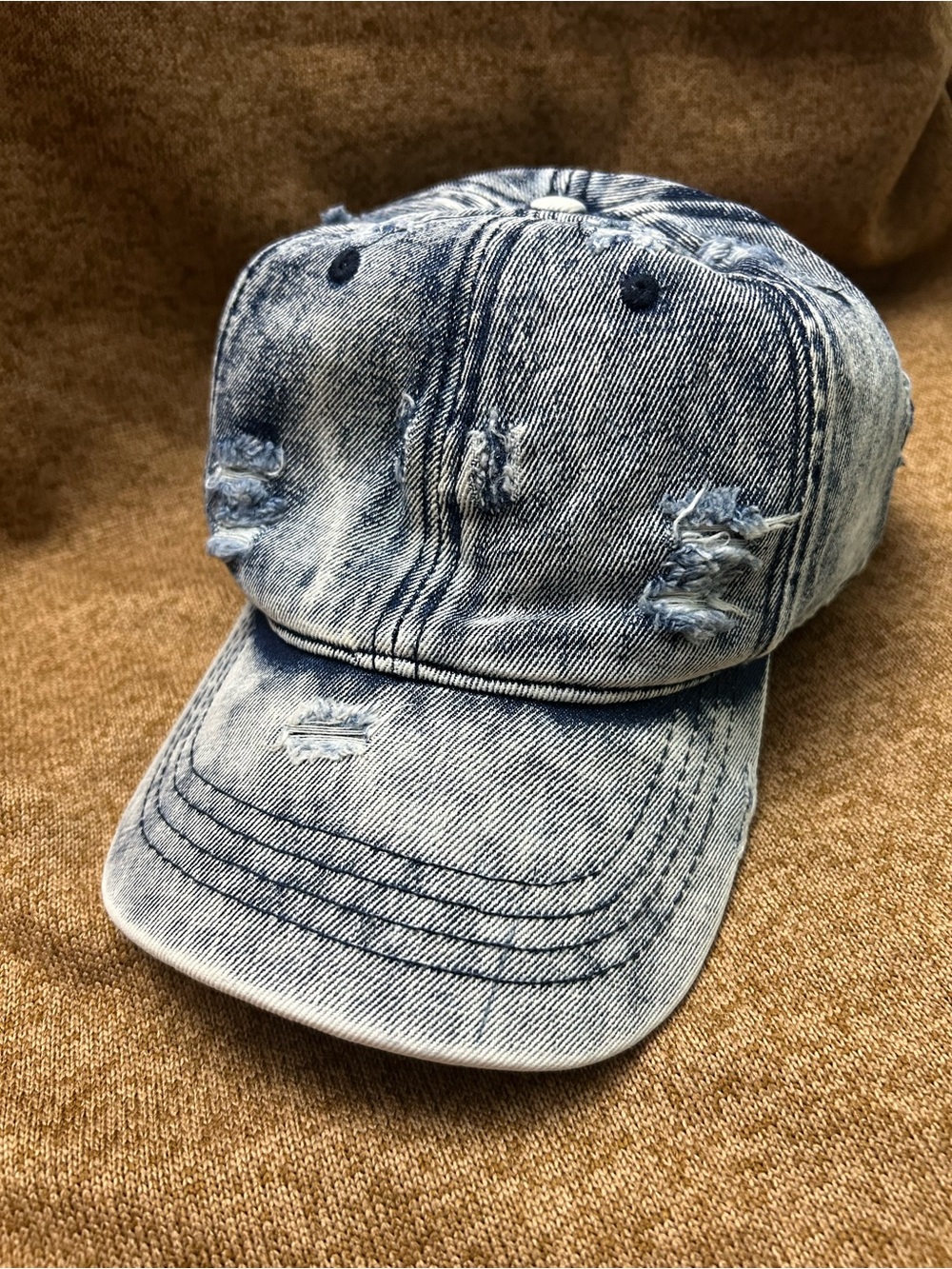Distressed Light Denim Baseball Cap